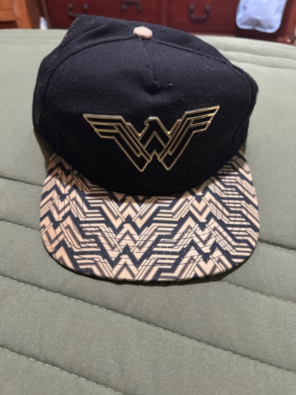 DC Comics Black and Tan Wonder Woman Flat Brim Hat